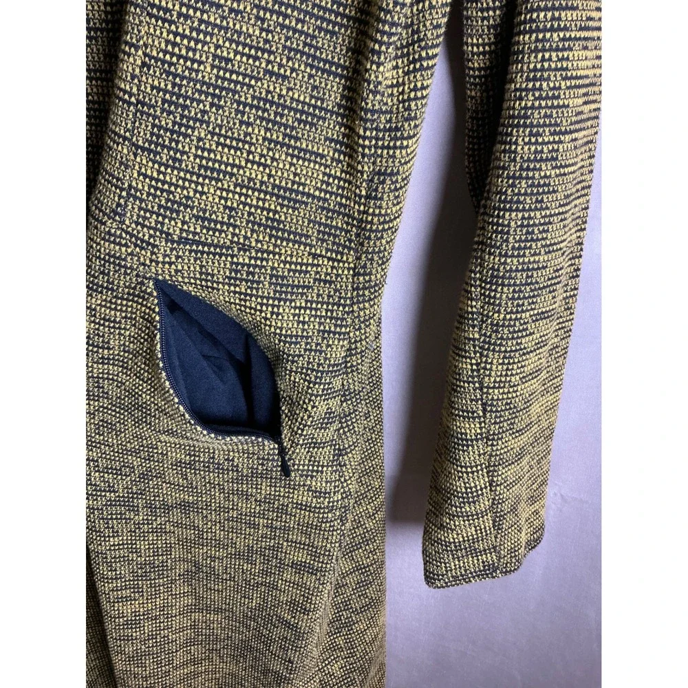 H&M A-Line Dress Womens L Mustard Black Excellent Textured Knit Zipper Pockets